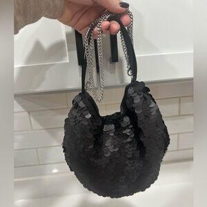 Zara Black Sequin Bucket Bag or Crossbody Excellent Condition